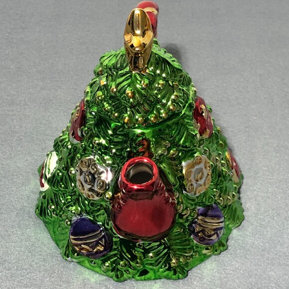 Ceramic Christmas Tree Teapot Hand Painted Metallic Glazed 1998 By Allure Home - Picture 4 of 16